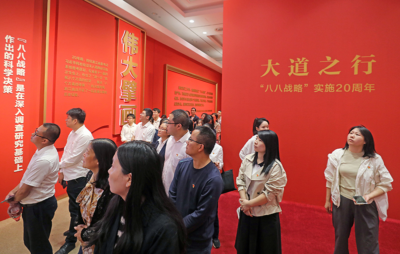 大道之行——“八八戰(zhàn)略”實(shí)施20周年大型主題展覽開(kāi)展以來(lái)，觀眾絡(luò)繹不絕。